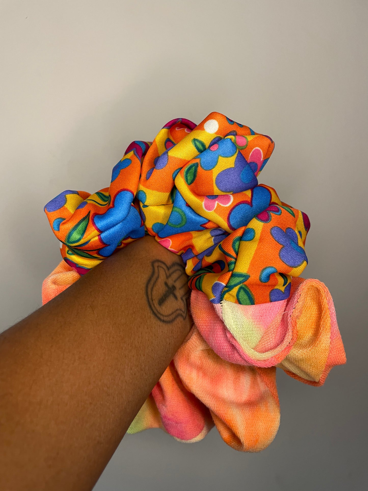 Orange Tye Dye/Flower Child Duo Scrunchie
