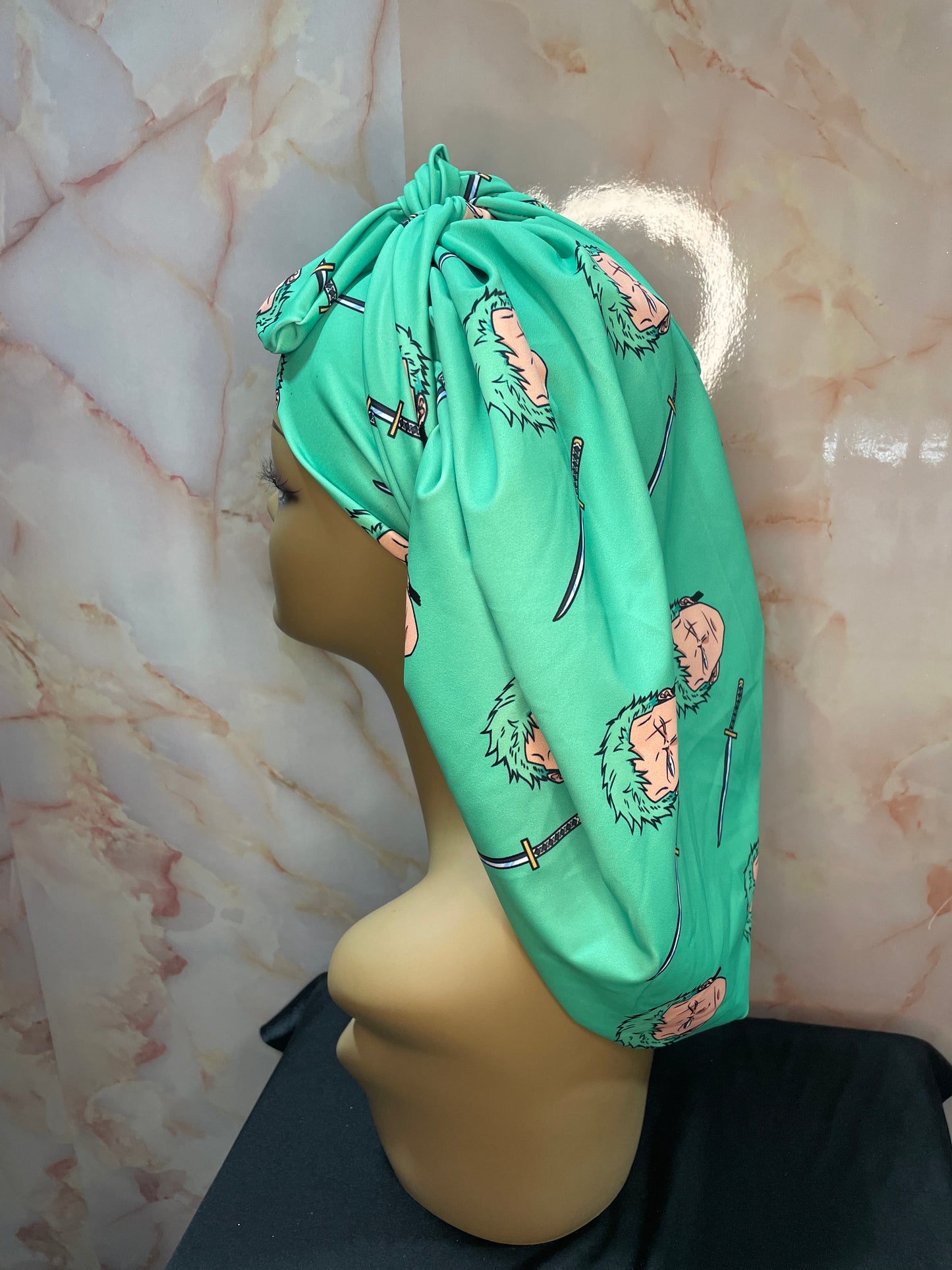 “Pirate Hunter” Zoro inspired G’Bonnet| JUMBO sized, Reversible, long stretchy strings, NO ELASTIC