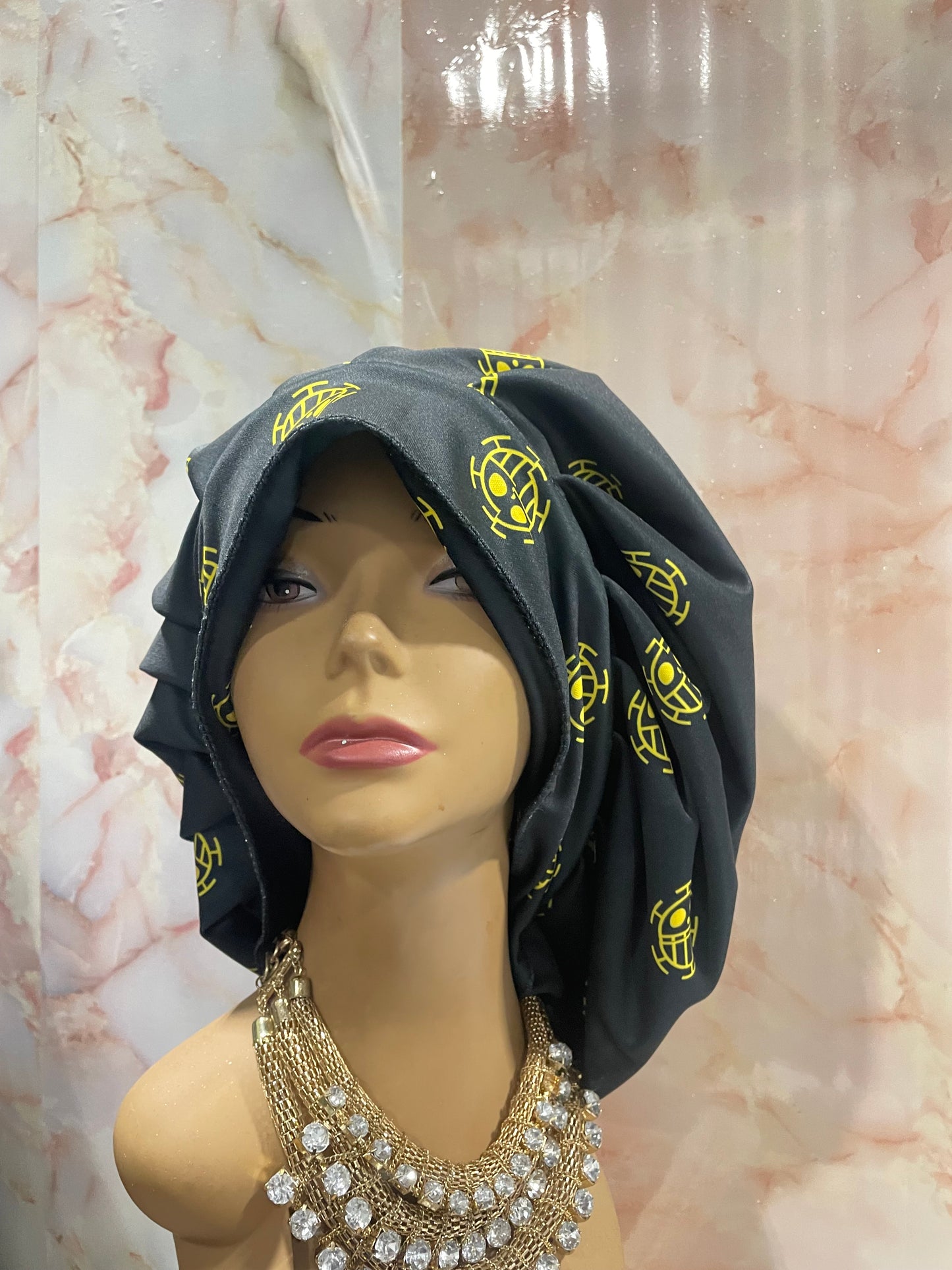 Black Law G’Bonnet| JUMBO sized, Reversible, long stretchy strings, NO ELASTIC