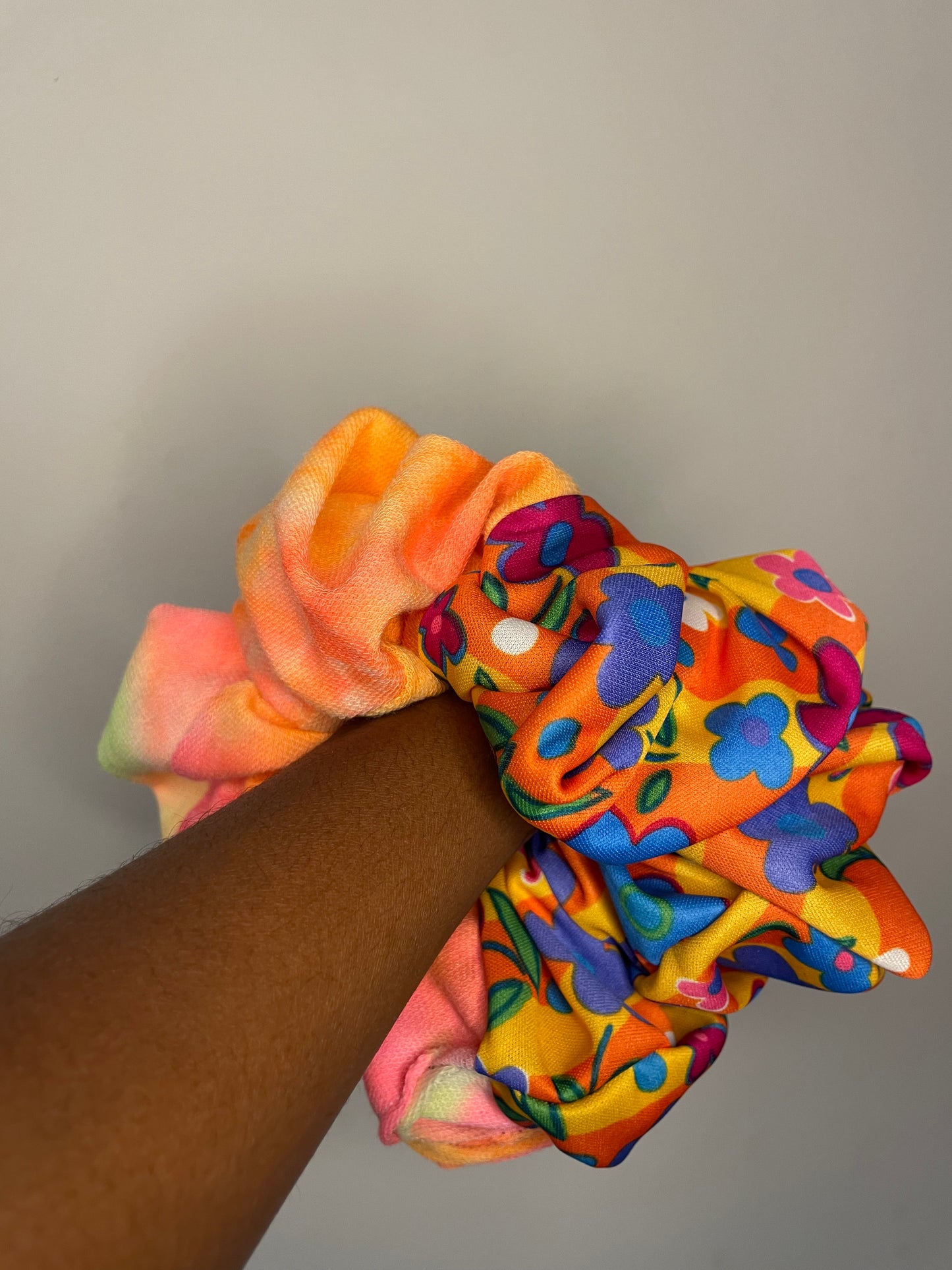 Orange Tye Dye/Flower Child Duo Scrunchie