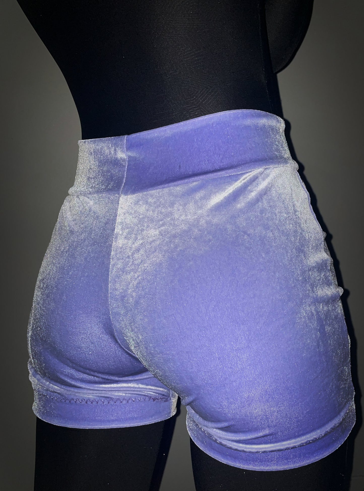 Periwinkle velvet short shorts