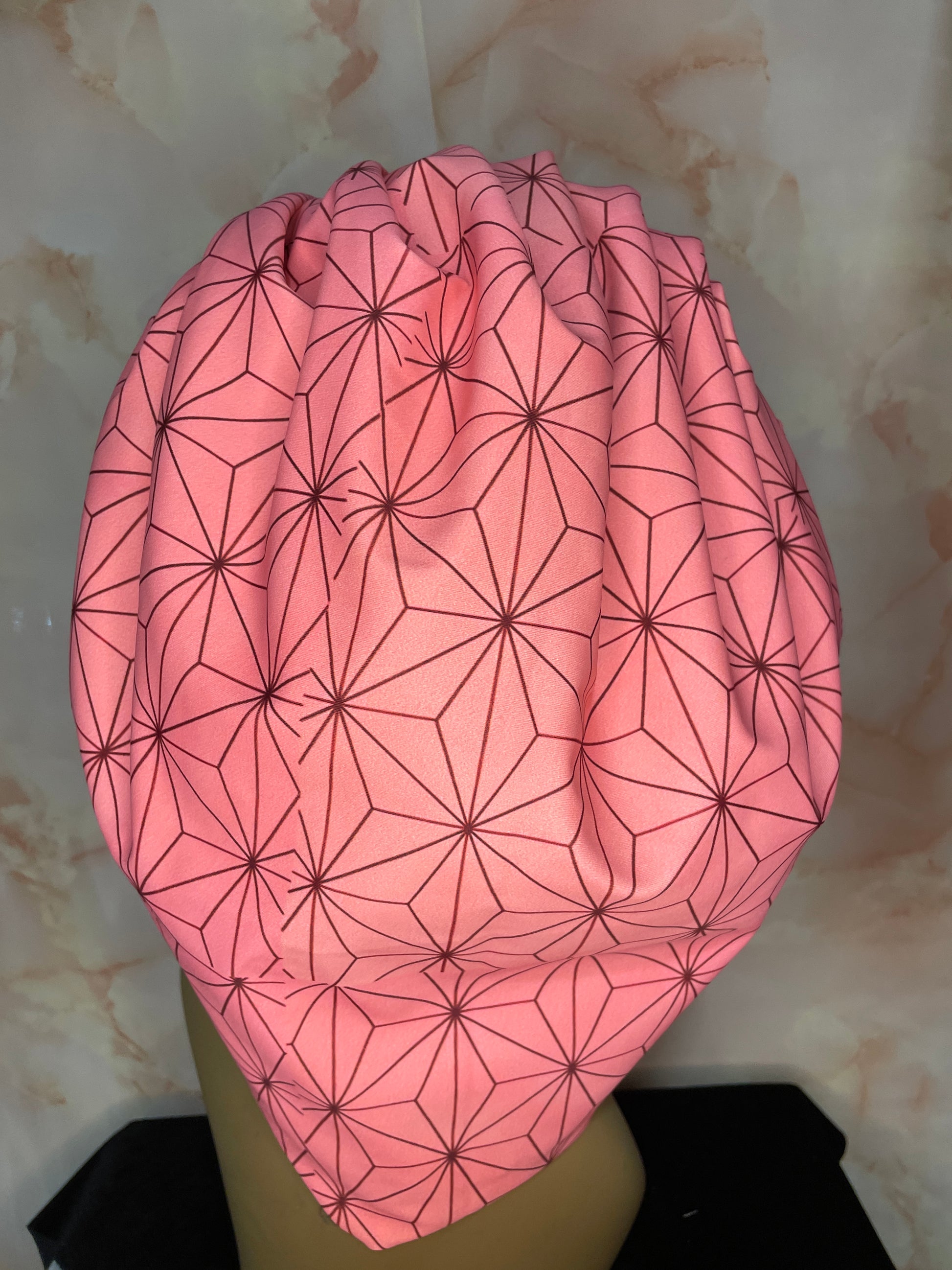 The “She Slays Pink” Nezuko G’Bonnet| JUMBO sized, Reversible, long stretchy strings, NO ELASTIC