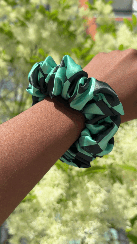 Satin Tanjiro Demon Slayer Fandom Scrunchie |Anime Satin Hair Scrunchie