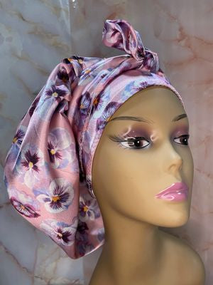 “The Purple Paradise” Satin G’BONNET | JUMBO sized, Reversible, long strings, NO ELASTIC ( NO RESTOCK)