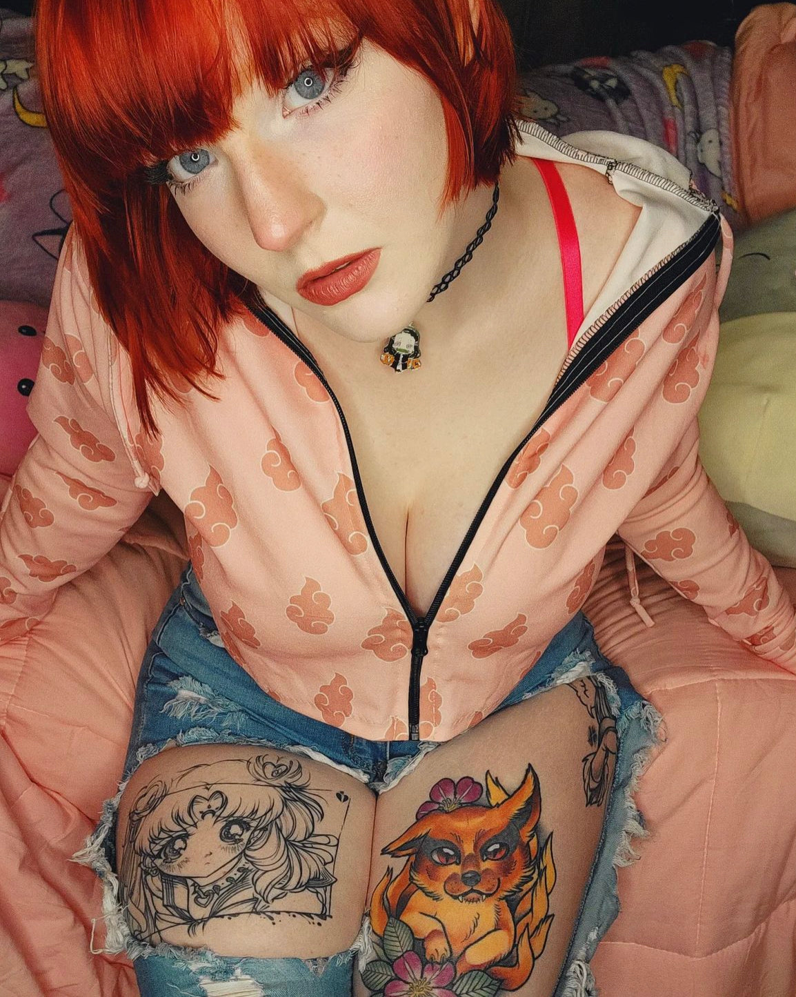 Pink Akatsuki Zipped Cropped Jacket