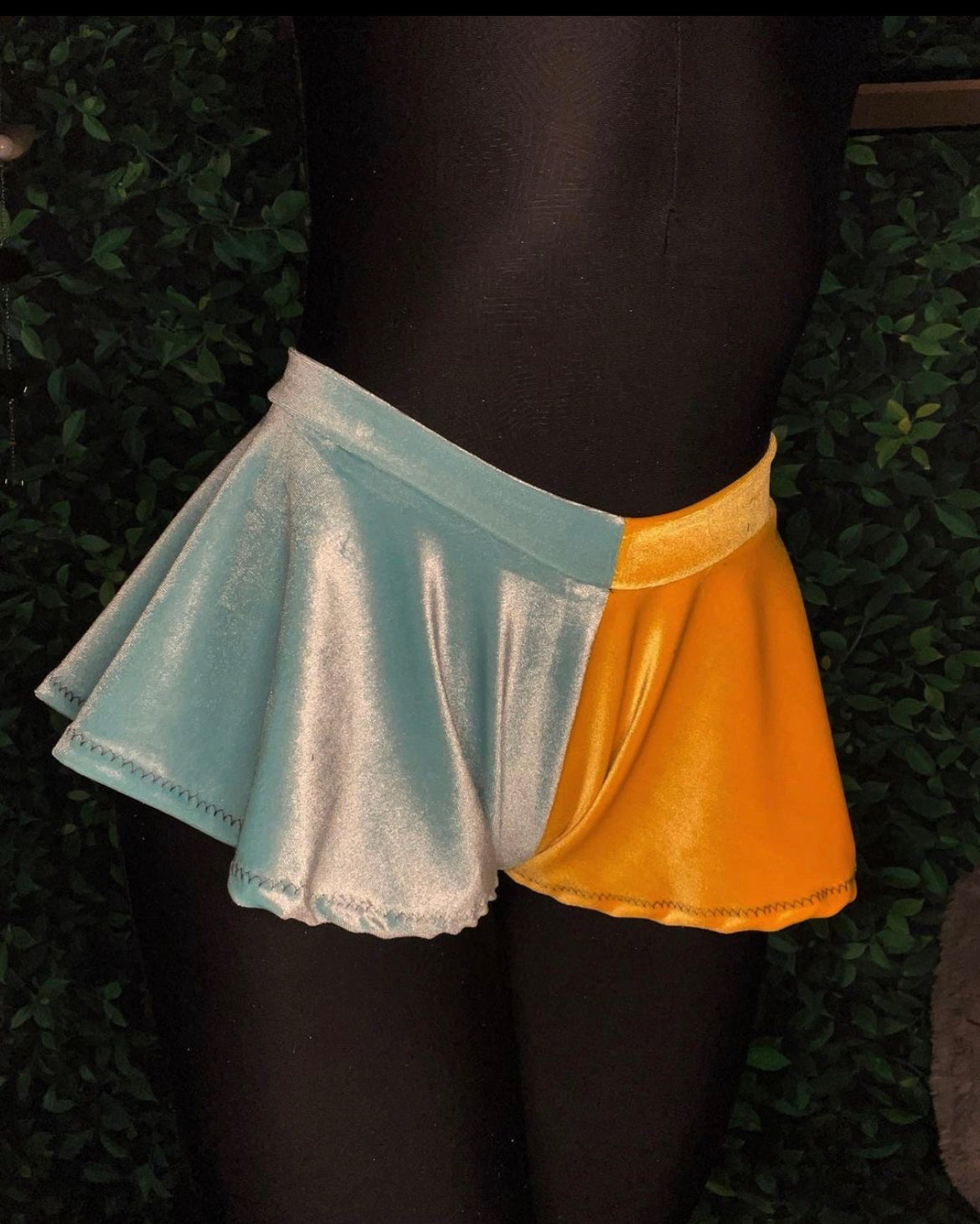 “Aqua+Yellow” DUO  Velvet shorties