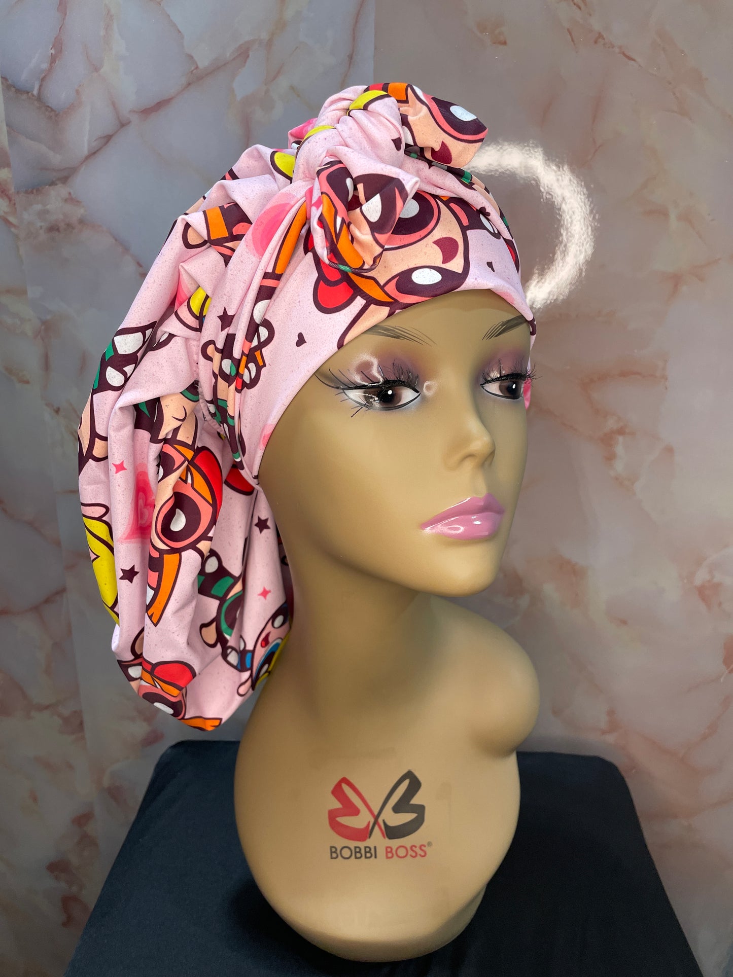 The “Girl Power” PPG G’Bonnet| JUMBO sized, Reversible, long stretchy strings, NO ELASTIC