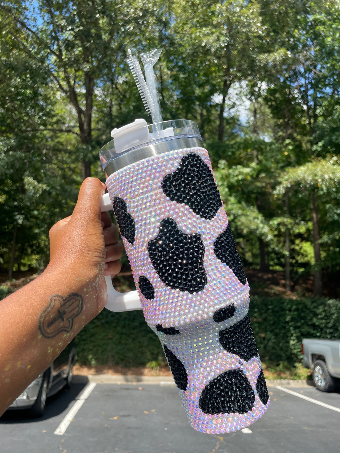 Handcrafted Got Milk Blinged 40oz Travel Tumblr