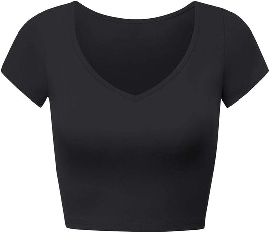 The Cropped Vneck |Cropped Women’s Relaxed V-Neck Tee – Customizable