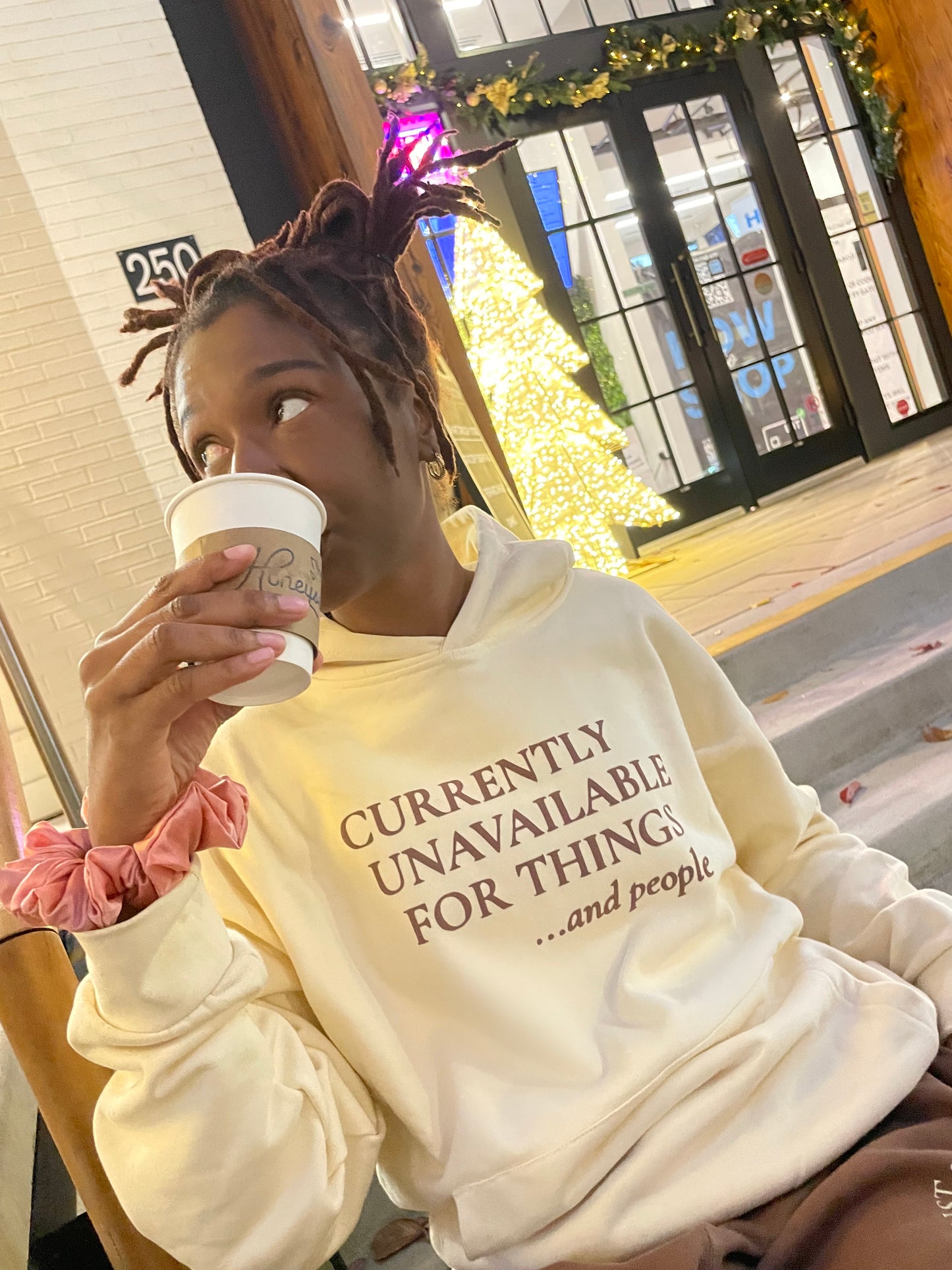 CREAM “CURRENTLY UNAVAILABLE” HOODIE (PUFF VINYL)