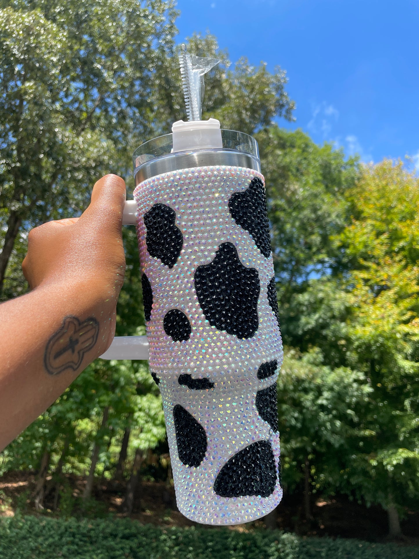 Handcrafted Got Milk Blinged 40oz Travel Tumblr