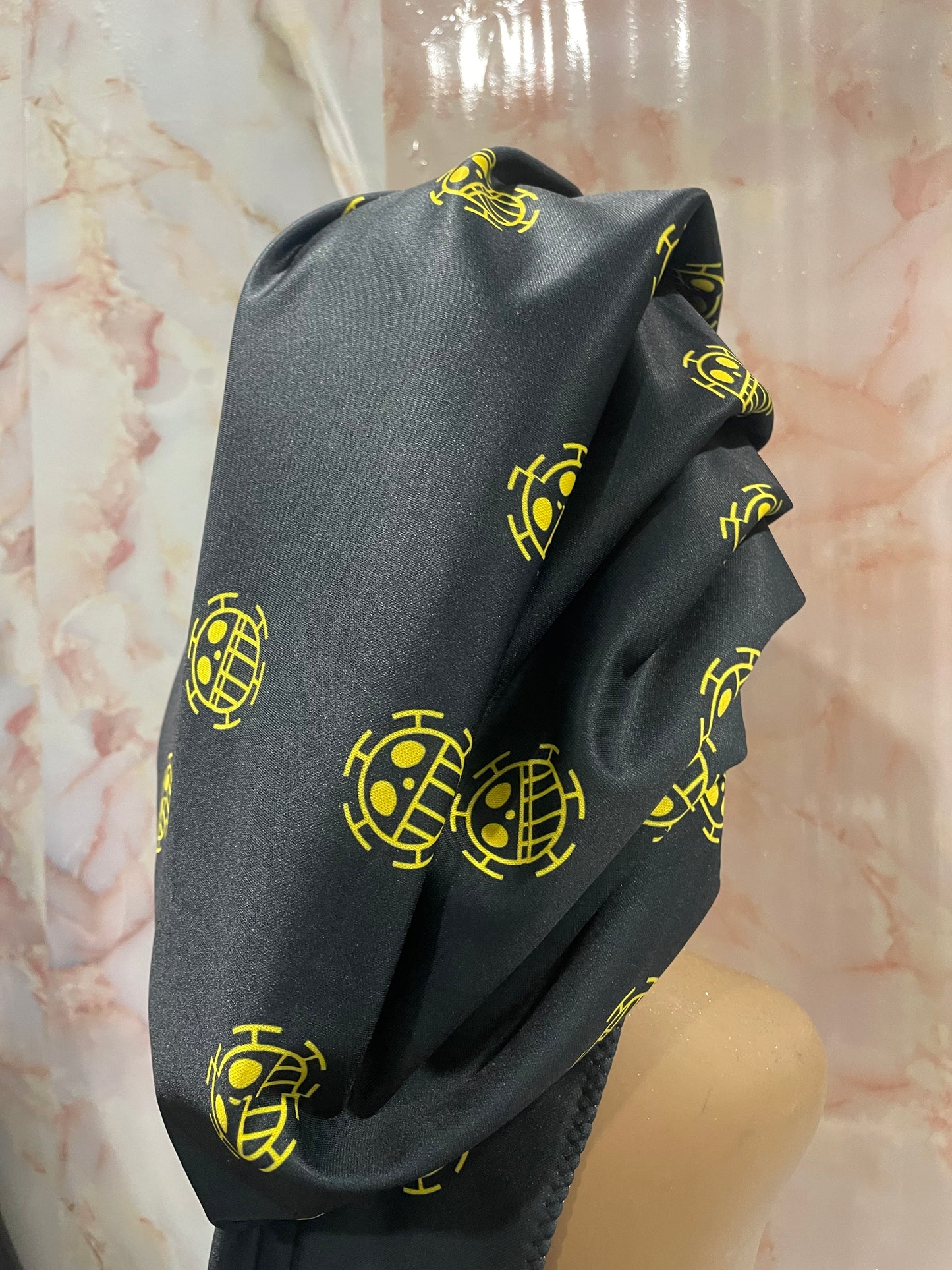 Black Law G’Bonnet| JUMBO sized, Reversible, long stretchy strings, NO ELASTIC