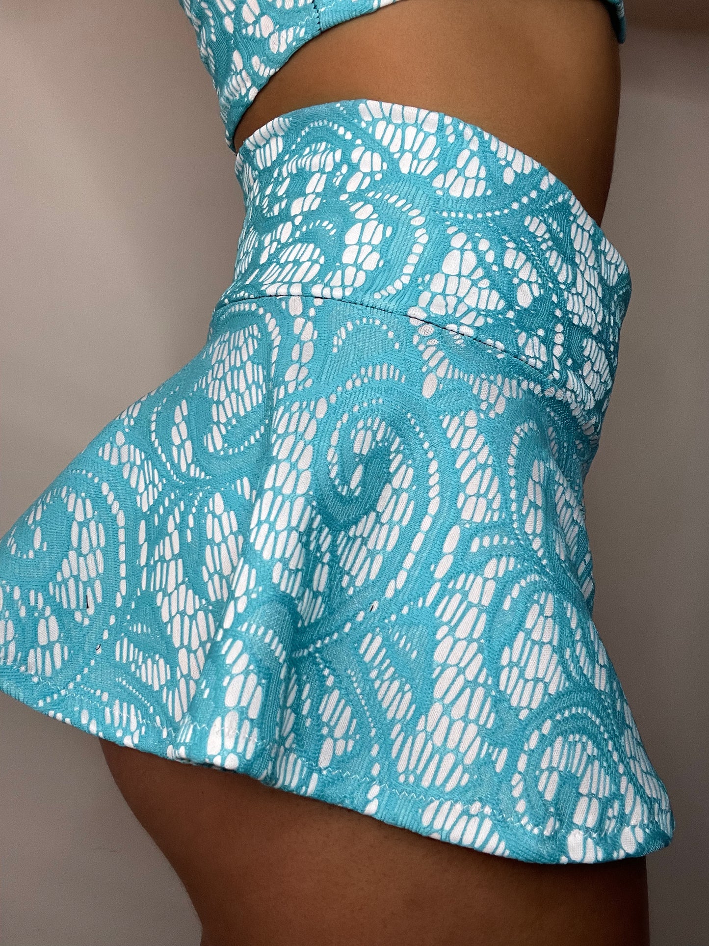 (LIMITED EDITION Turquoise Lace w/ White Lining Shorties ( TRUE TO SIZE )