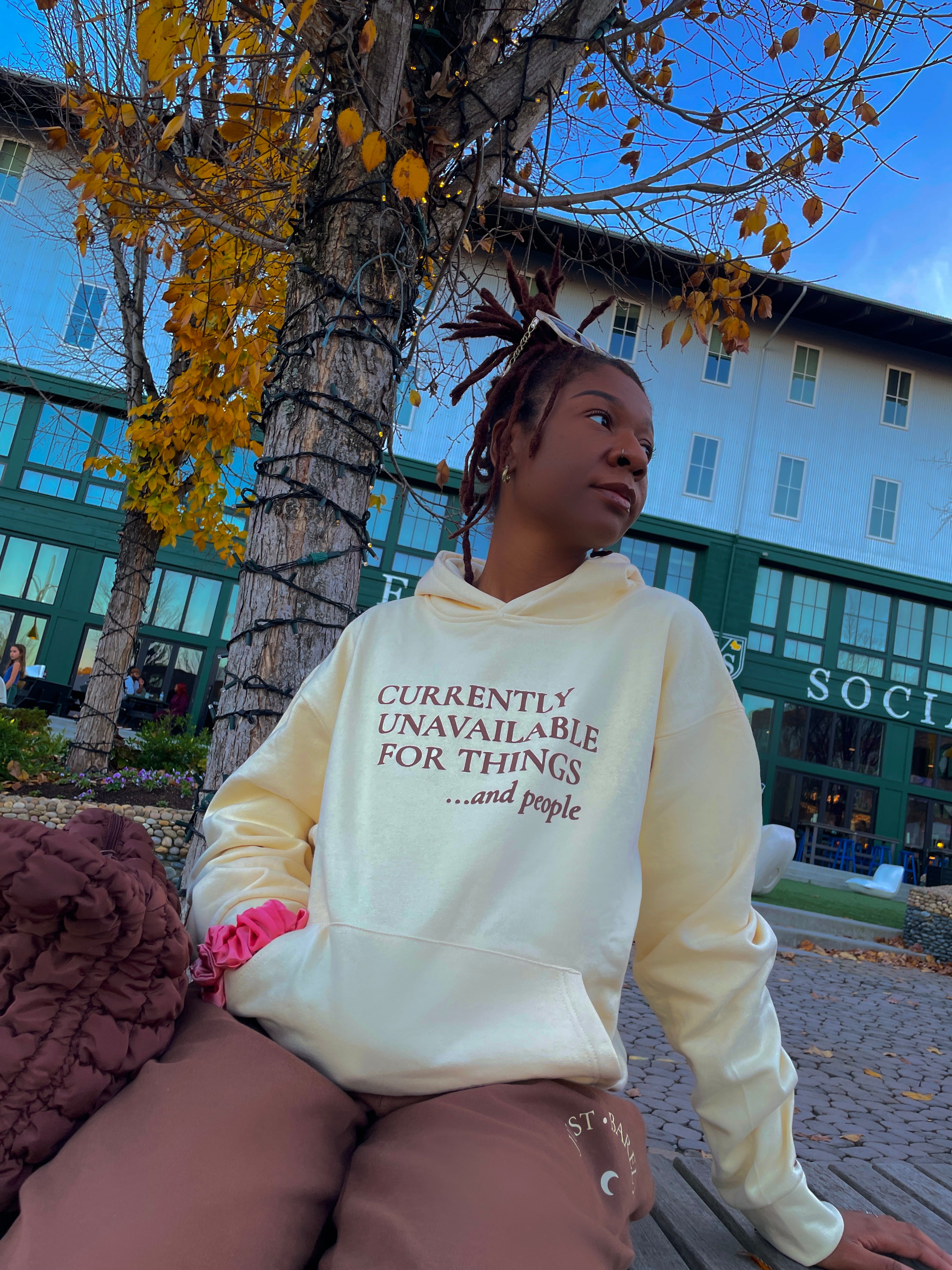 CREAM “CURRENTLY UNAVAILABLE” HOODIE (PUFF VINYL)