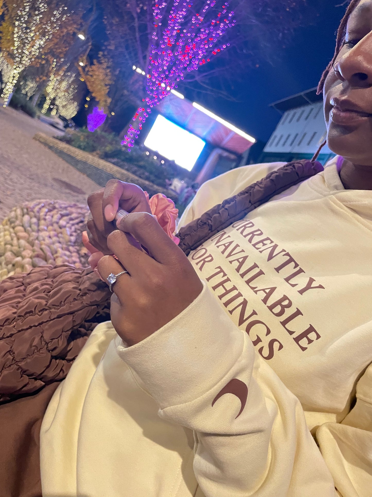 CREAM “CURRENTLY UNAVAILABLE” HOODIE (PUFF VINYL)