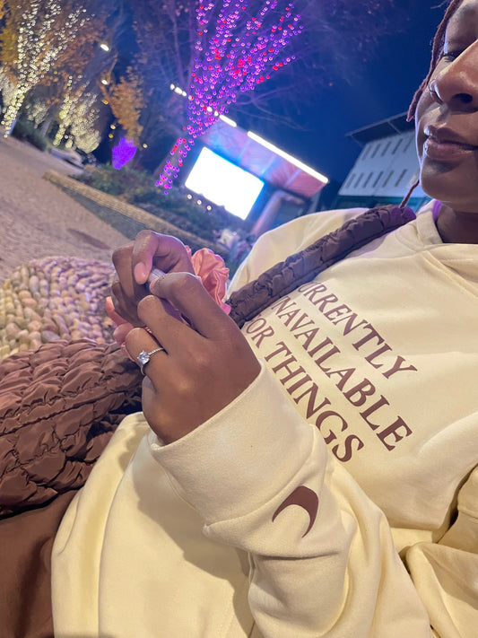 CREAM “CURRENTLY UNAVAILABLE” HOODIE (PUFF VINYL)