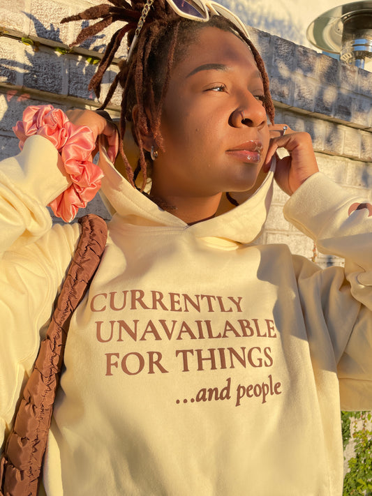 CREAM “CURRENTLY UNAVAILABLE” HOODIE (PUFF VINYL)