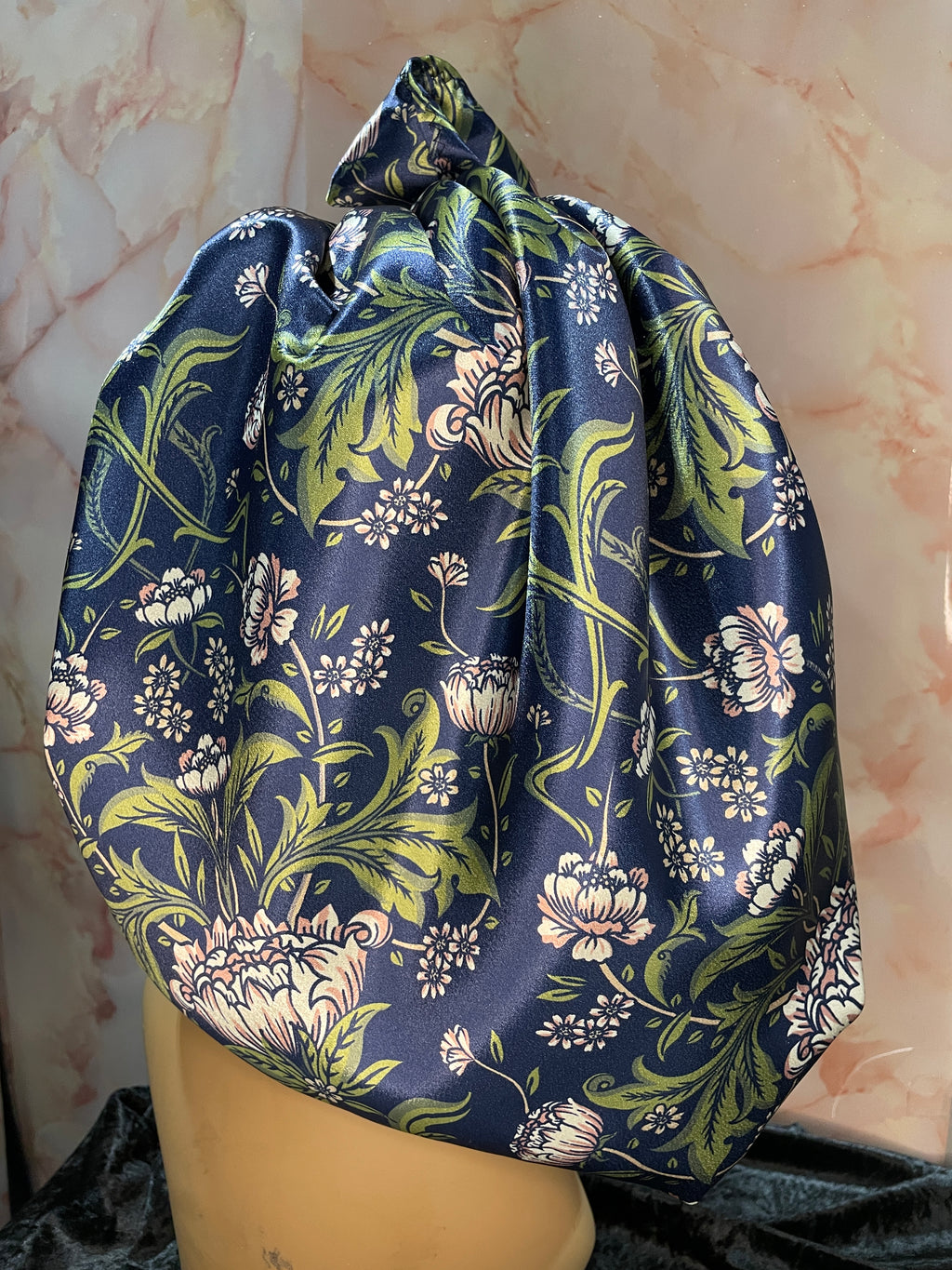 “The Peonie” Satin G’BONNET | JUMBO sized, Reversible, long strings, NO ELASTIC ( NO RESTOCK)