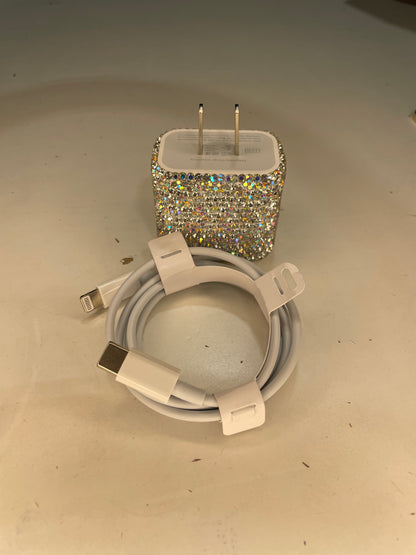 Handplaced Rhinestone USB-C charger