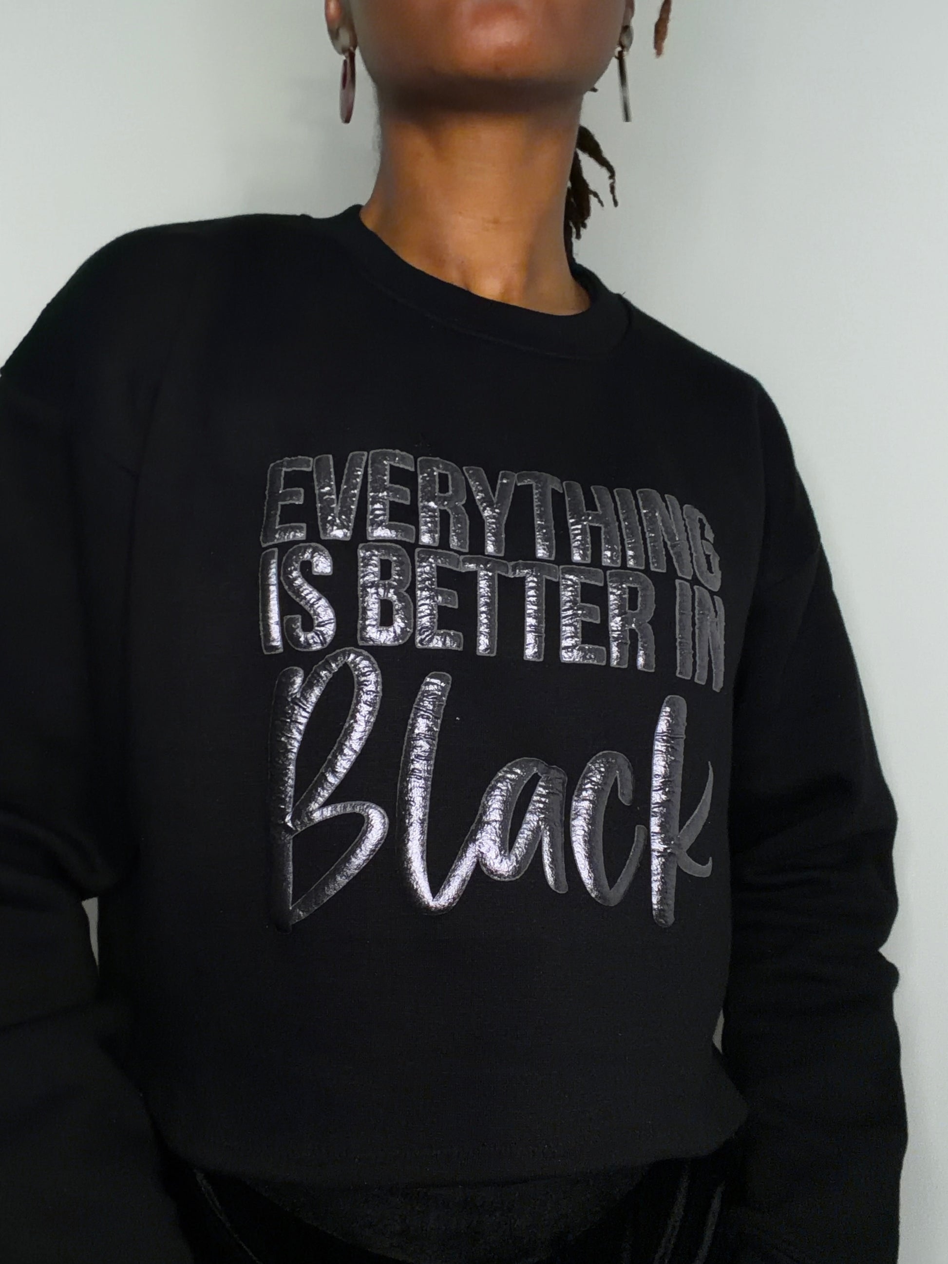 Everything Is Better in Black Cropped Sweater