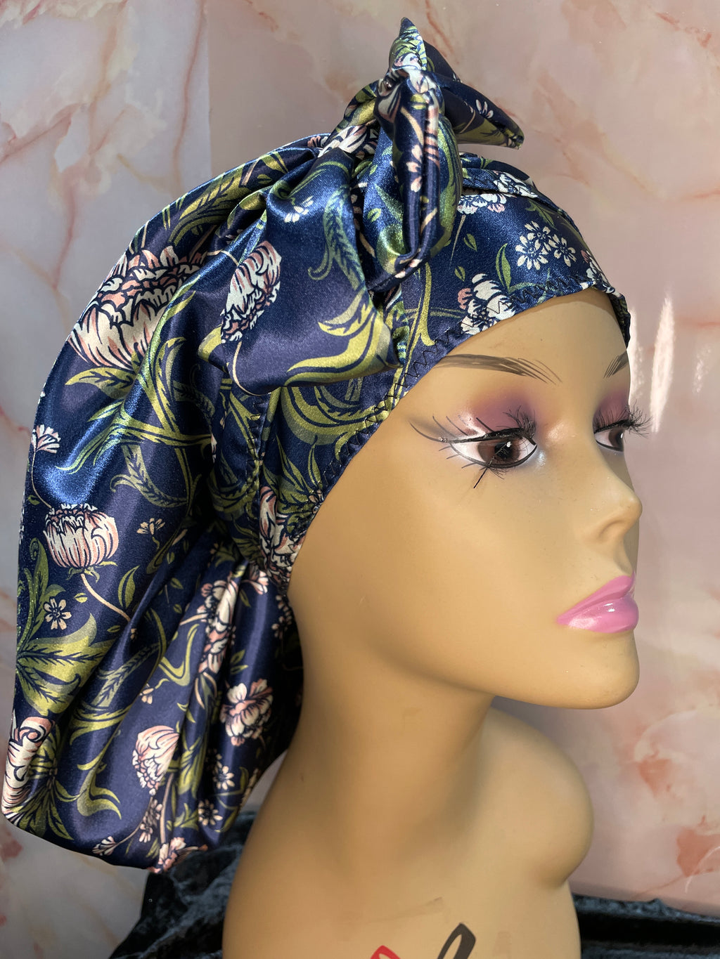 “The Peonie” Satin G’BONNET | JUMBO sized, Reversible, long strings, NO ELASTIC ( NO RESTOCK)