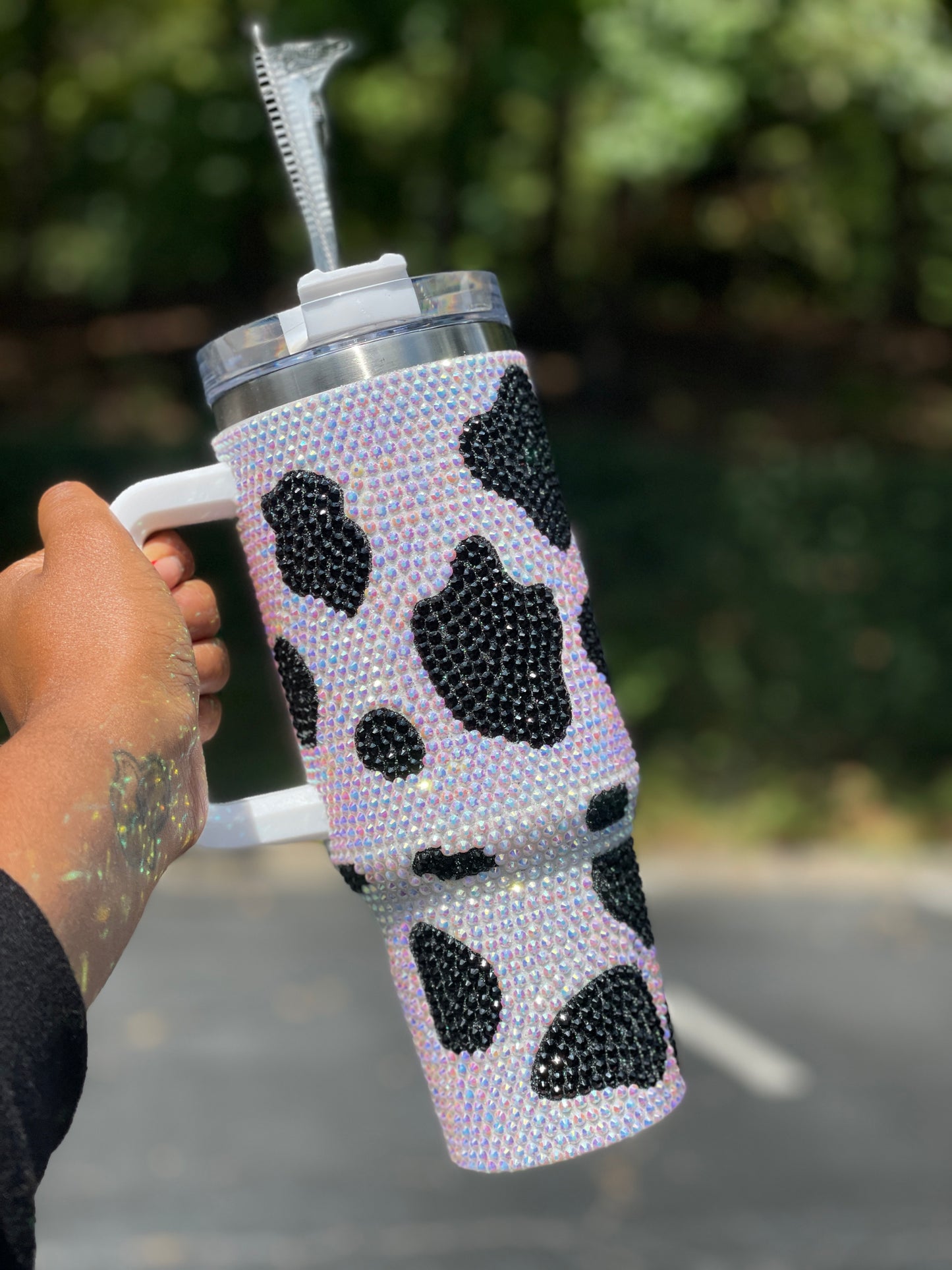 Handcrafted Got Milk Blinged 40oz Travel Tumblr