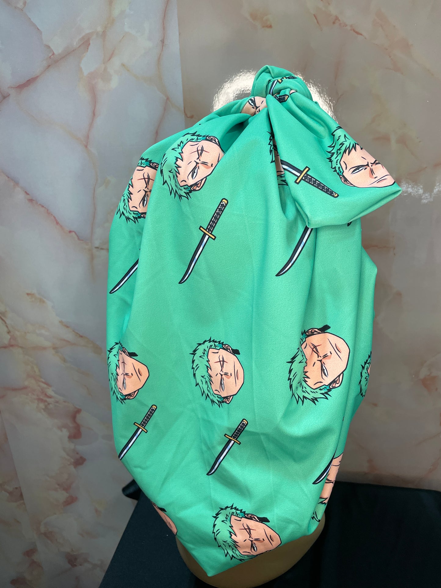 “Pirate Hunter” Zoro inspired G’Bonnet| JUMBO sized, Reversible, long stretchy strings, NO ELASTIC