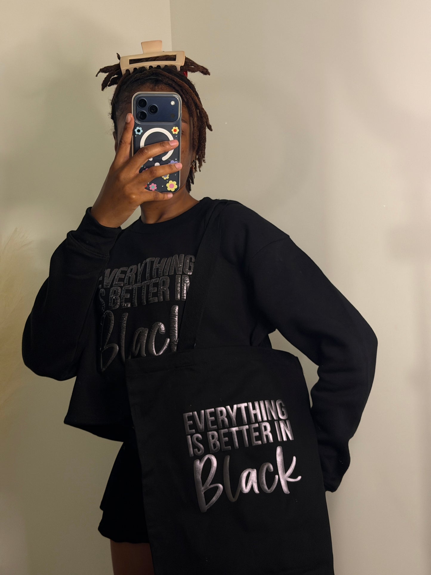 Everything Is Better in Black Cropped Sweater
