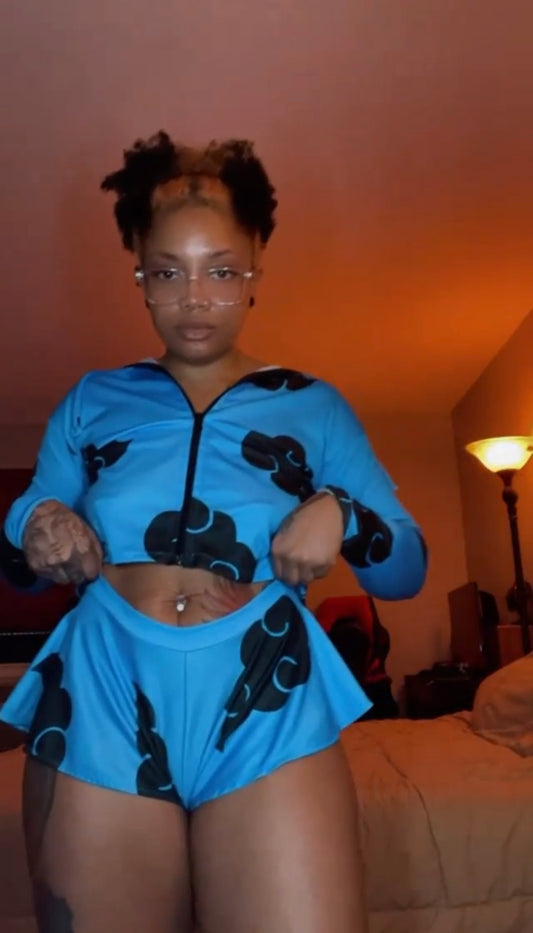 Blue Akatsuki Zipped Cropped Jacket