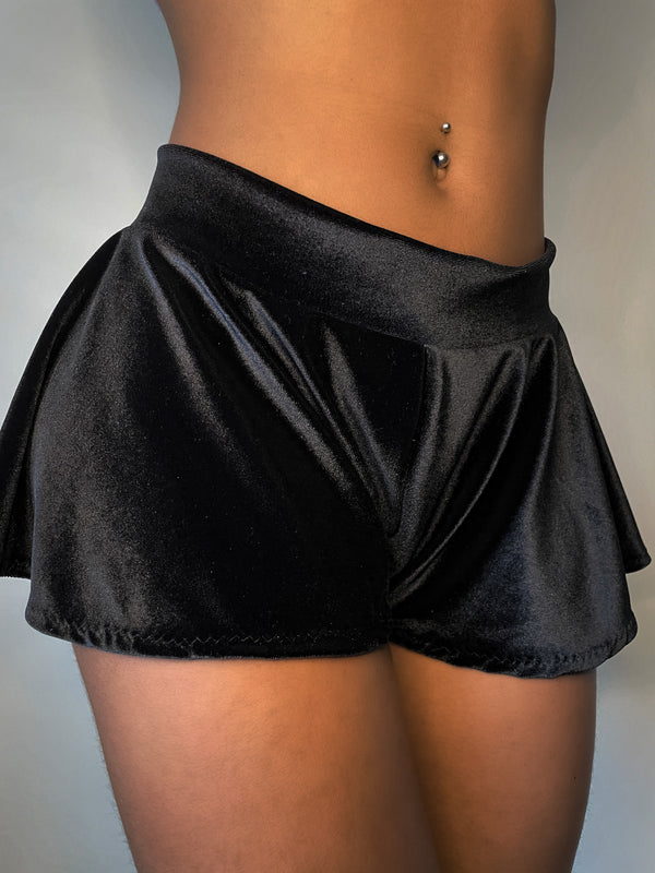Velvet Shorties | Velvet Lounge Shorts for Women Black